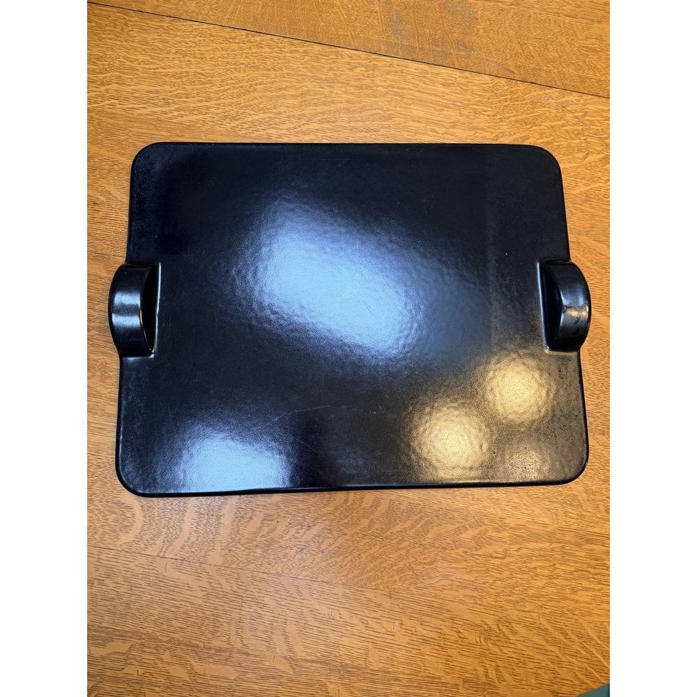 Huge Emile Henry France Black Ceramic Rectangle Baking Stone 18x14" Excellent